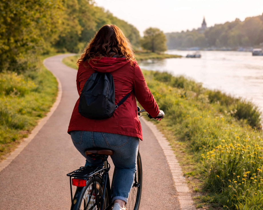 Absolventin auf einem Fahrrad