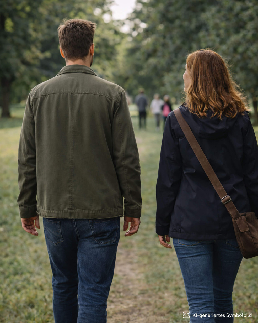 Jungen Paar beim Spaziergang im Park